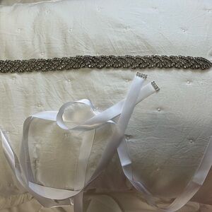 Elegant Silver Beaded Sash Belt